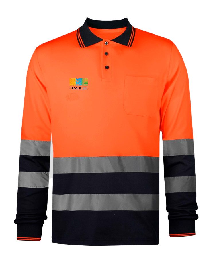 Polo poliéster ML combi AV marinonaranja - WR306 Delantera